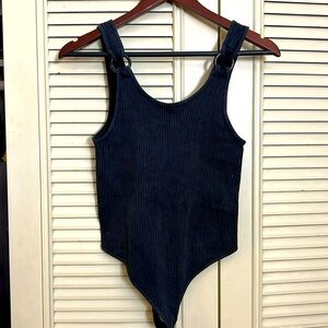 Women’s Dark Gray Stretchy Bodysuit | Size L | Buckle Straps